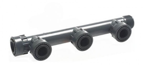 PVC Verteiler 3 Fach, Auslässe 4 x 1" IG x 1" AG,PVC Verschraubungen, Überwurf, Ventilanschlüsse für Rain-Bird und Hunter